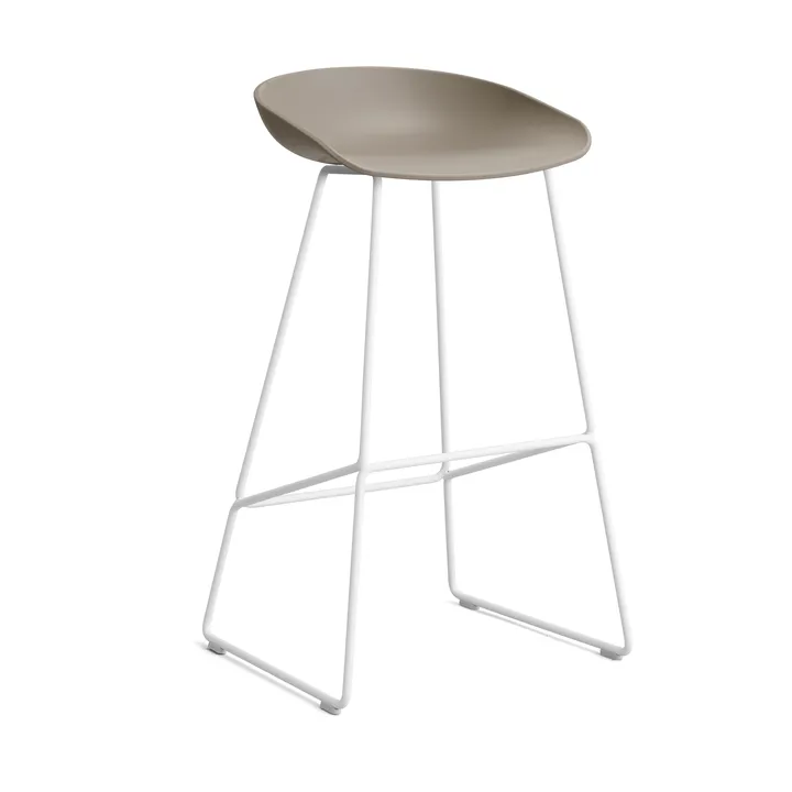 Taburete alto About a Stool 38, 2.0 - Caqui-estructura de acero blanco - HAY
