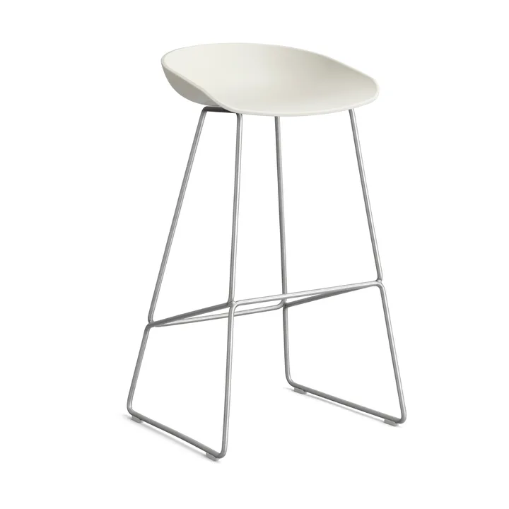 Taburete alto About a Stool 38, 2.0 - Crema melange-estructura de acero inoxidable - HAY