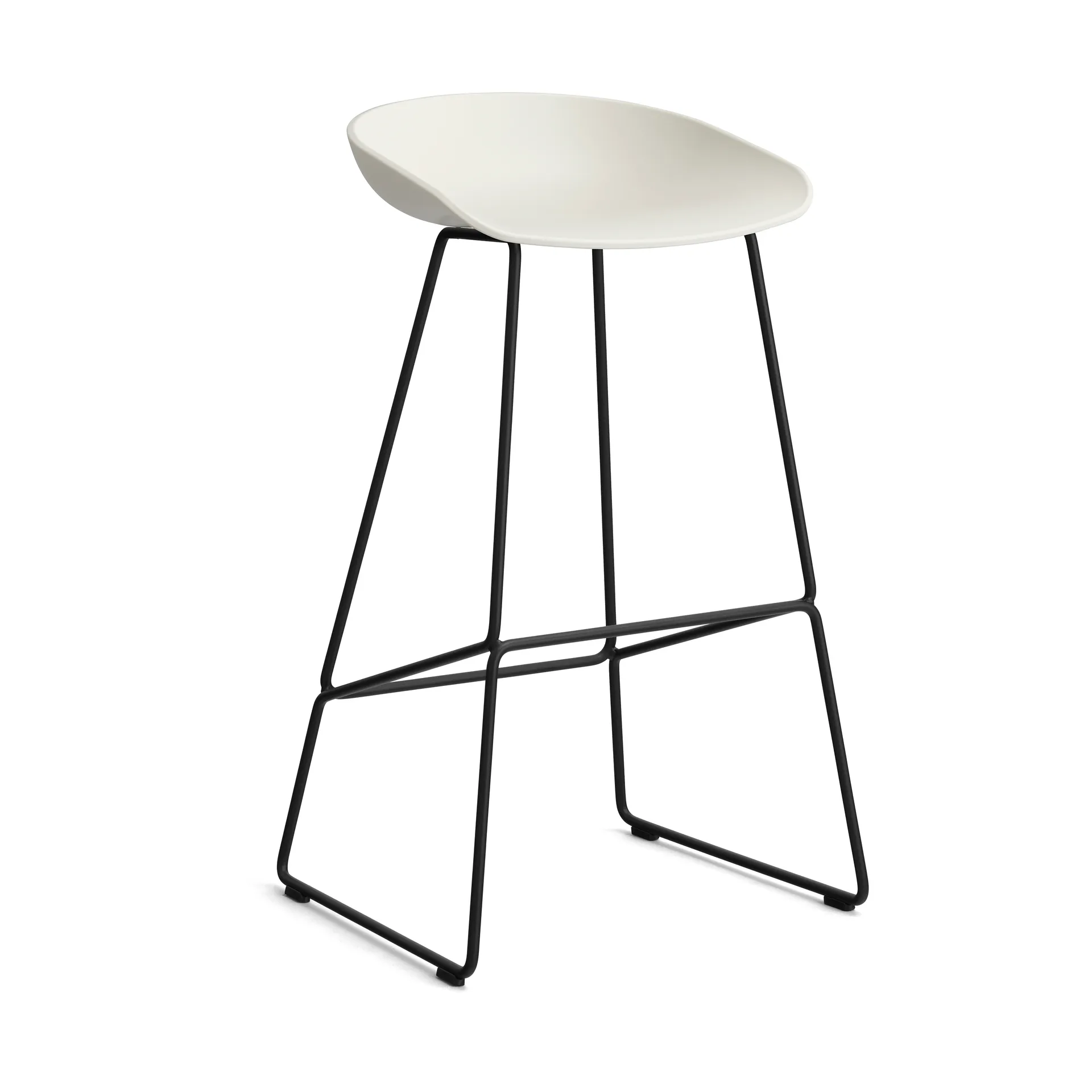 Taburete alto About a Stool 38, 2.0, Crema melange-estructura de acero negro HAY