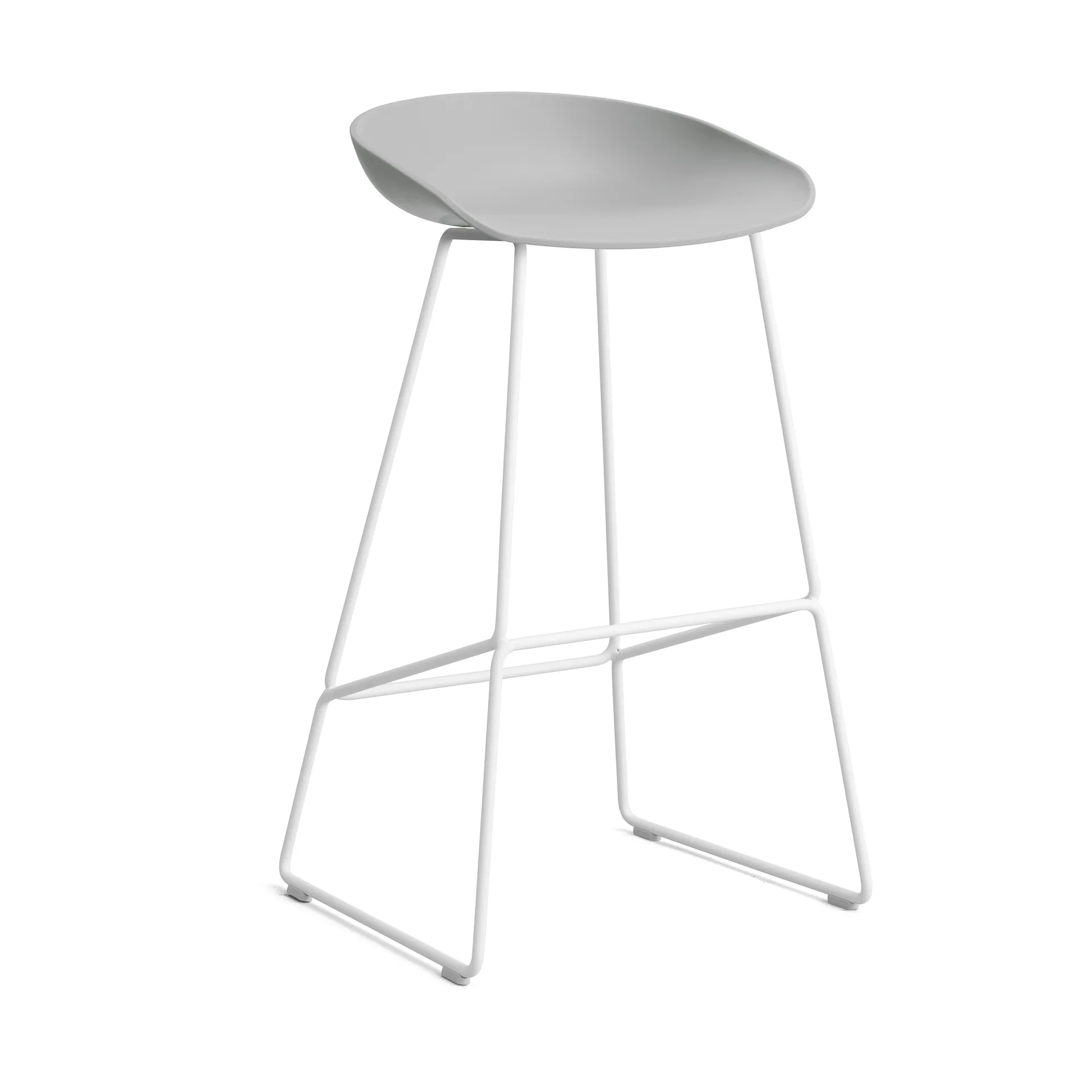 Taburete alto About a Stool 38, 2.0, Gris hormigón-estructura de acero blanco HAY