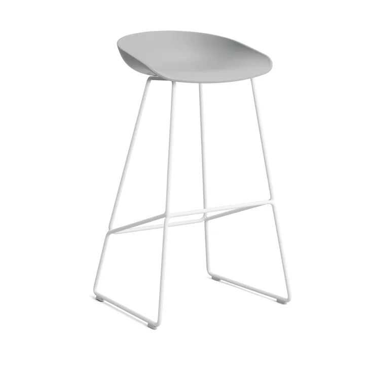 Taburete alto About a Stool 38, 2.0 - Gris hormigón-estructura de acero blanco - HAY
