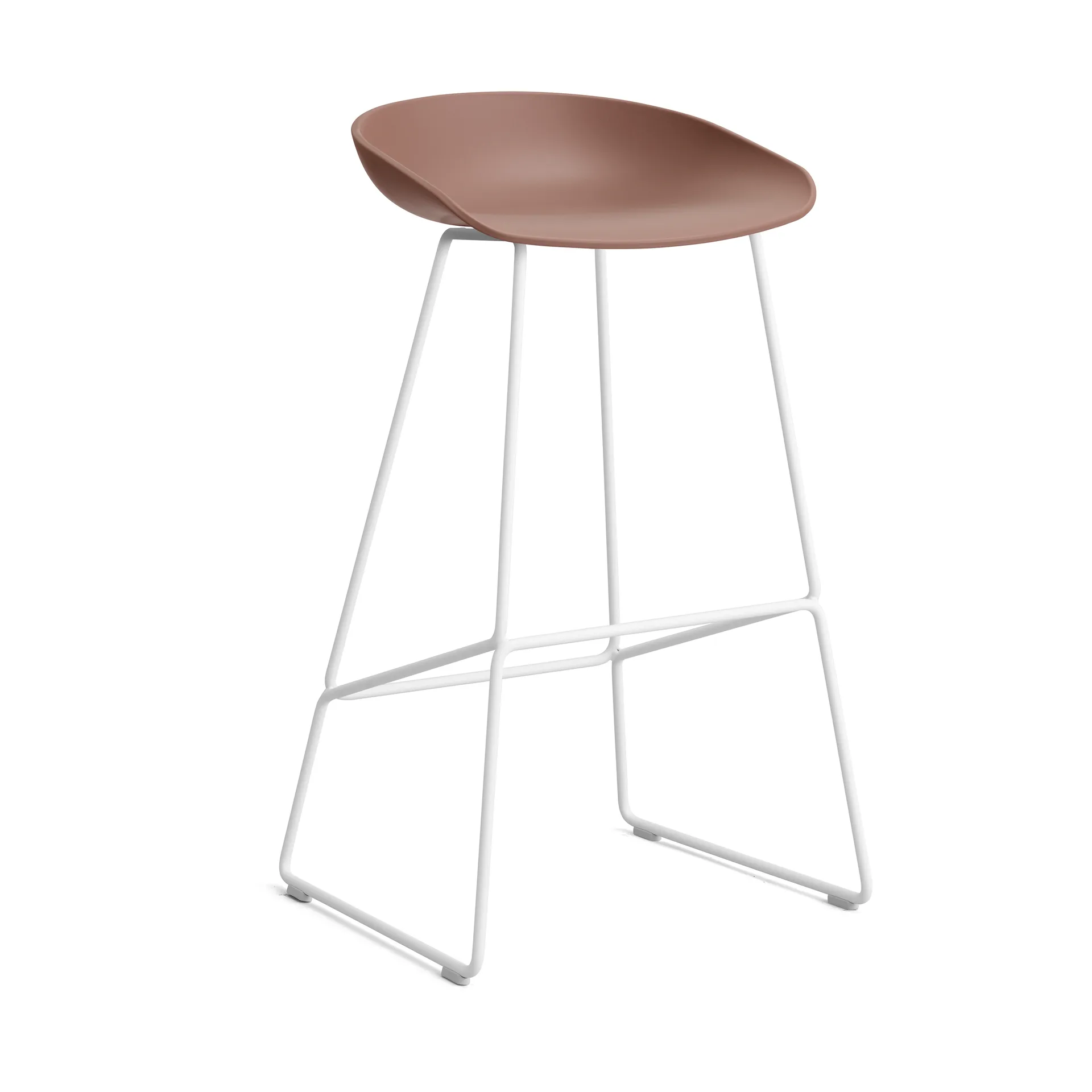 Taburete alto About a Stool 38, 2.0, Ladrillo suave-estructura de acero blanco HAY