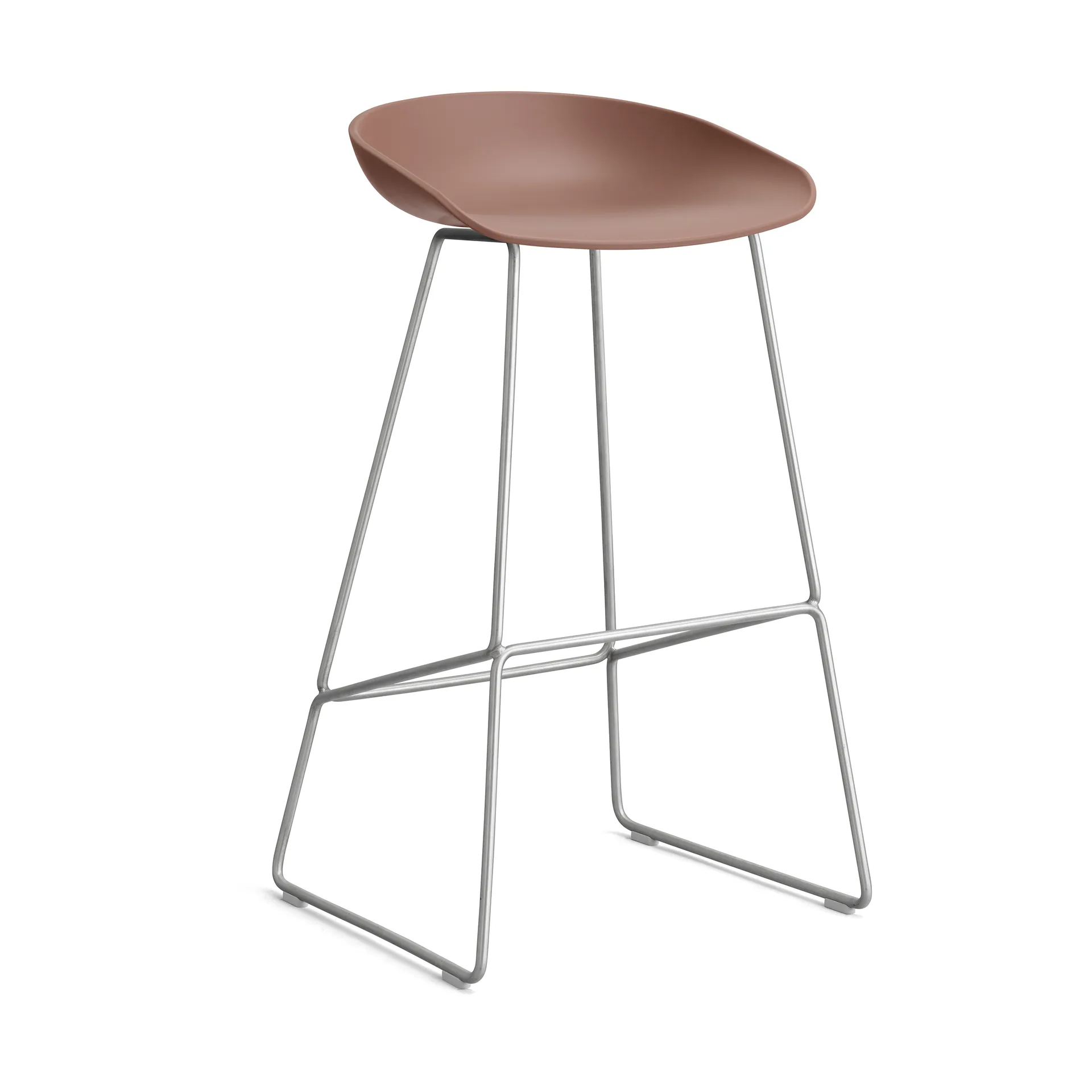 Taburete alto About a Stool 38, 2.0, Ladrillo suave-estructura de acero inoxidable HAY
