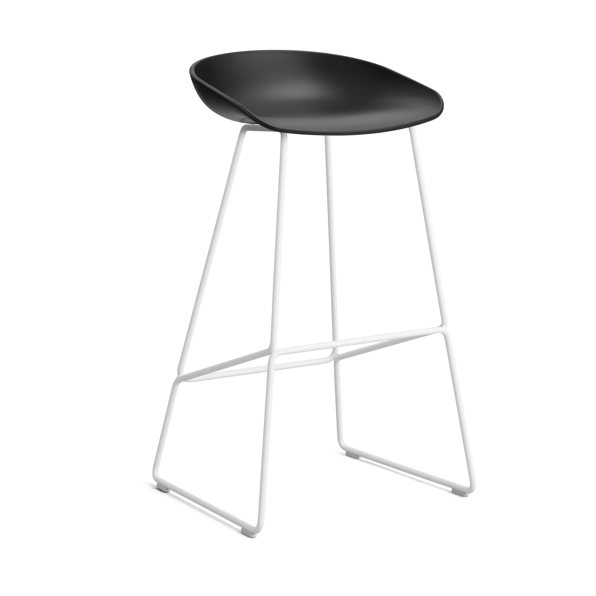 Taburete alto About a Stool 38, 2.0, Negro-blanco con estructura de acero HAY