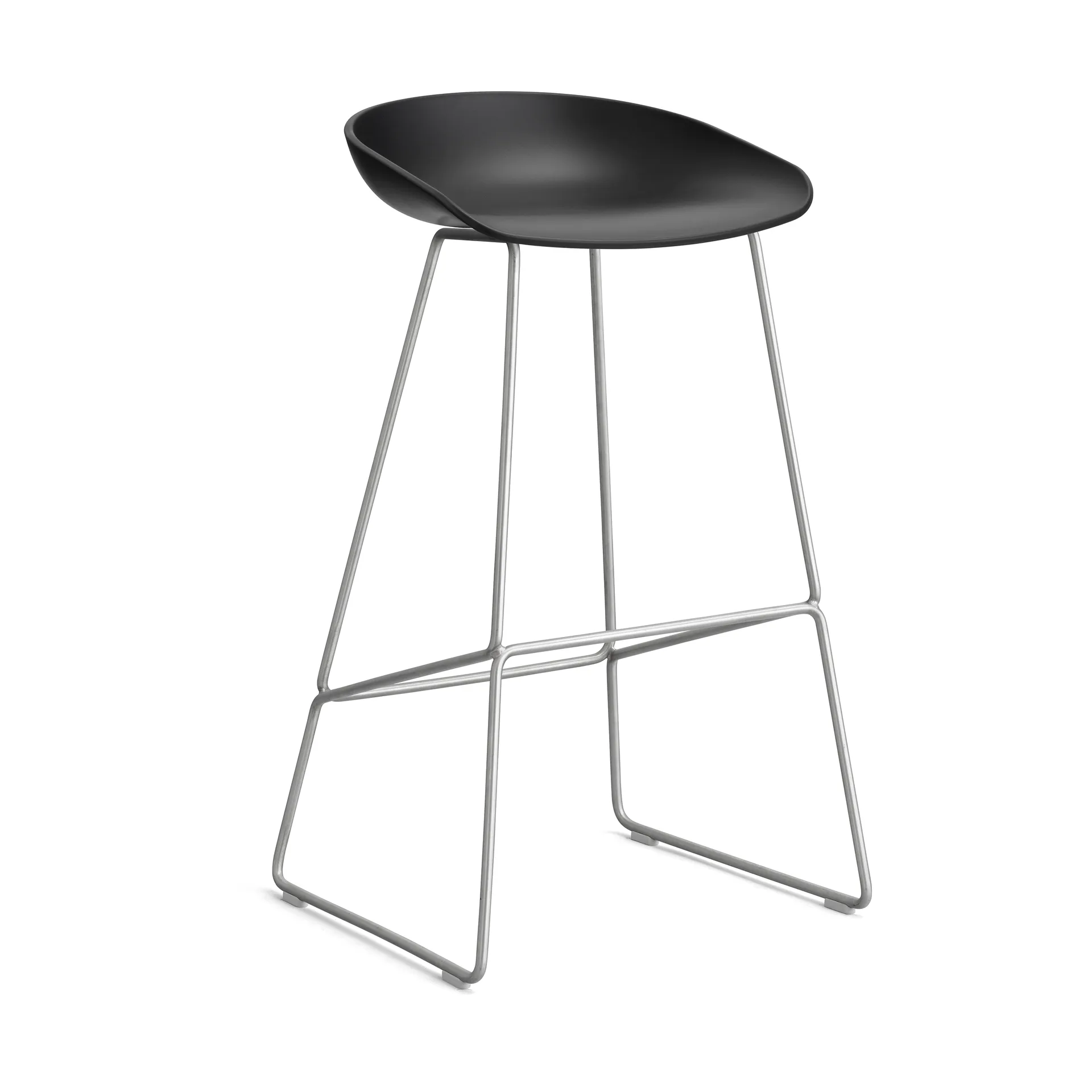 Taburete alto About a Stool 38, 2.0, Negro-estructura de acero inoxidable HAY
