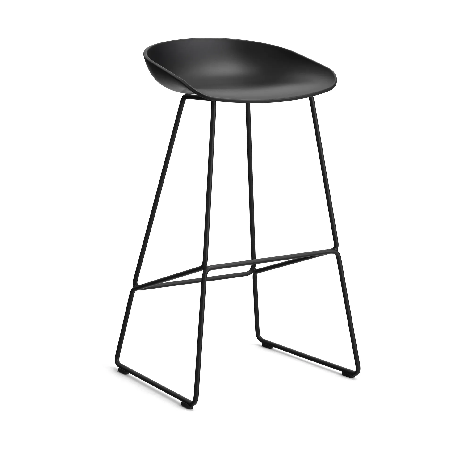Taburete alto About a Stool 38, 2.0, Negro-estructura de acero negro HAY