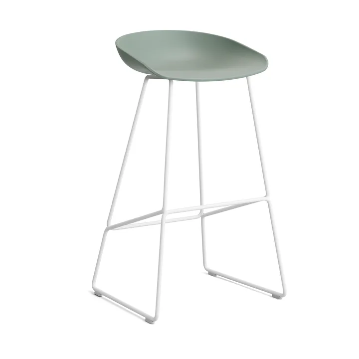 Taburete alto About a Stool 38, 2.0 - Verde otoñal-estructura de acero blanco - HAY