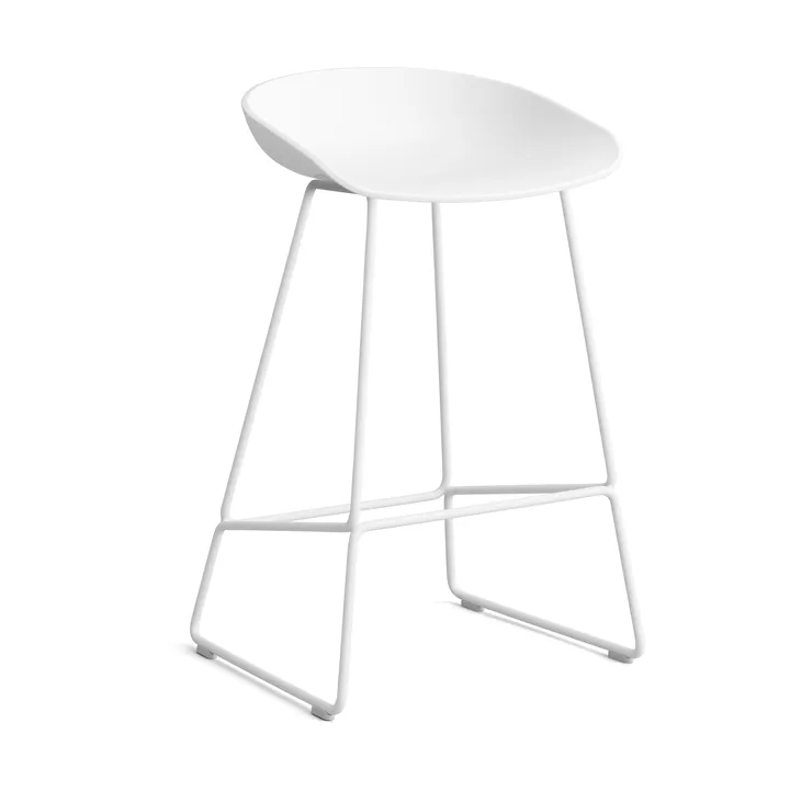 Taburete bajo About a Stool 38, 2.0 - Blanco-estructura de acero blanco - HAY