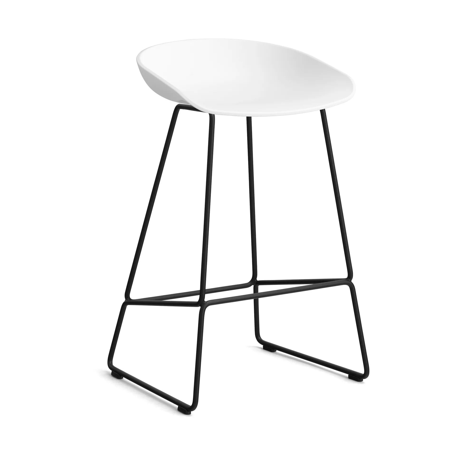 Taburete bajo About a Stool 38, 2.0, Blanco-estructura de acero negro HAY