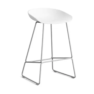 Taburete bajo About a Stool 38, 2.0 - Blanco-soporte de acero inoxidable - HAY