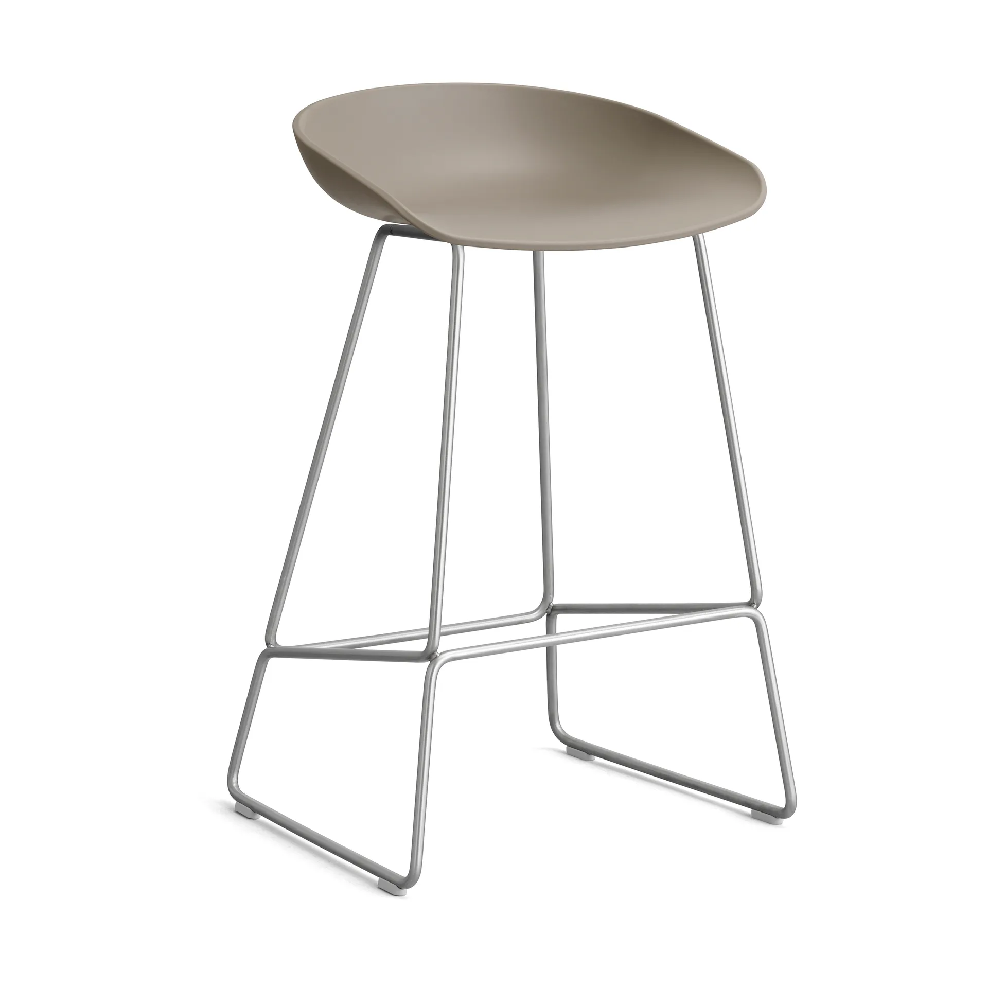 Taburete bajo About a Stool 38, 2.0, Caqui-estructura de acero inoxidable HAY