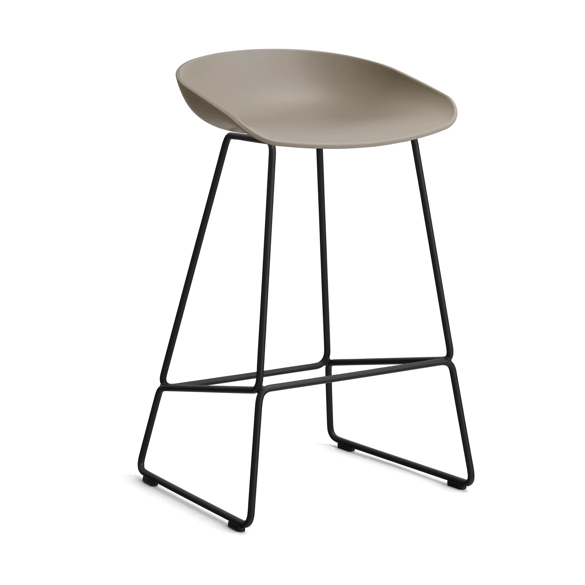 Taburete bajo About a Stool 38, 2.0, Caqui-estructura de acero negro HAY