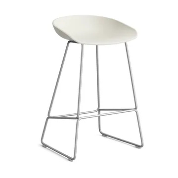 Taburete bajo About a Stool 38, 2.0 - Crema melange-estructura de acero inoxidable - HAY