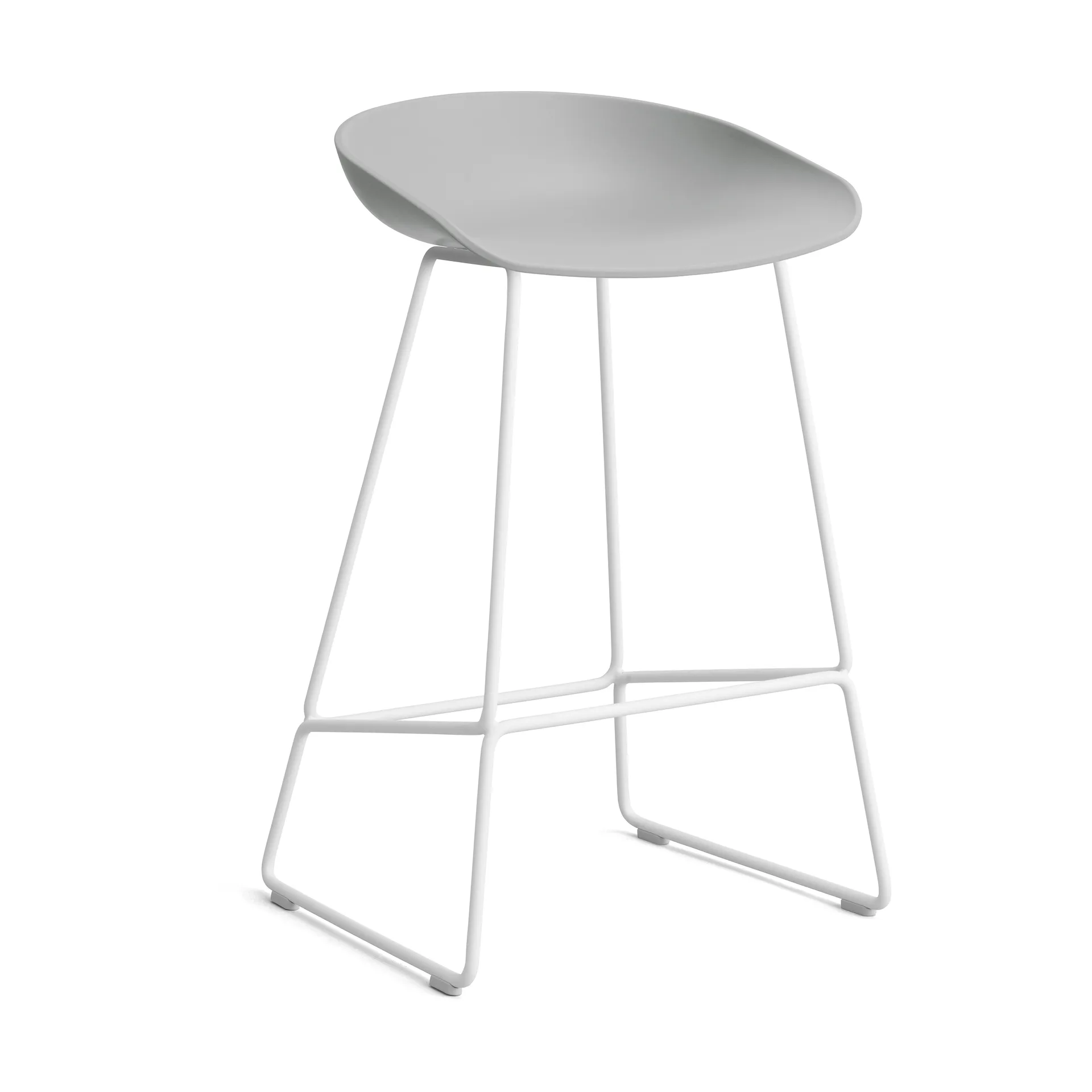 Taburete bajo About a Stool 38, 2.0, Gris hormigón-estructura de acero blanco HAY