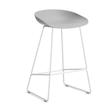 Taburete bajo About a Stool 38, 2.0 - Gris hormigón-estructura de acero blanco - HAY
