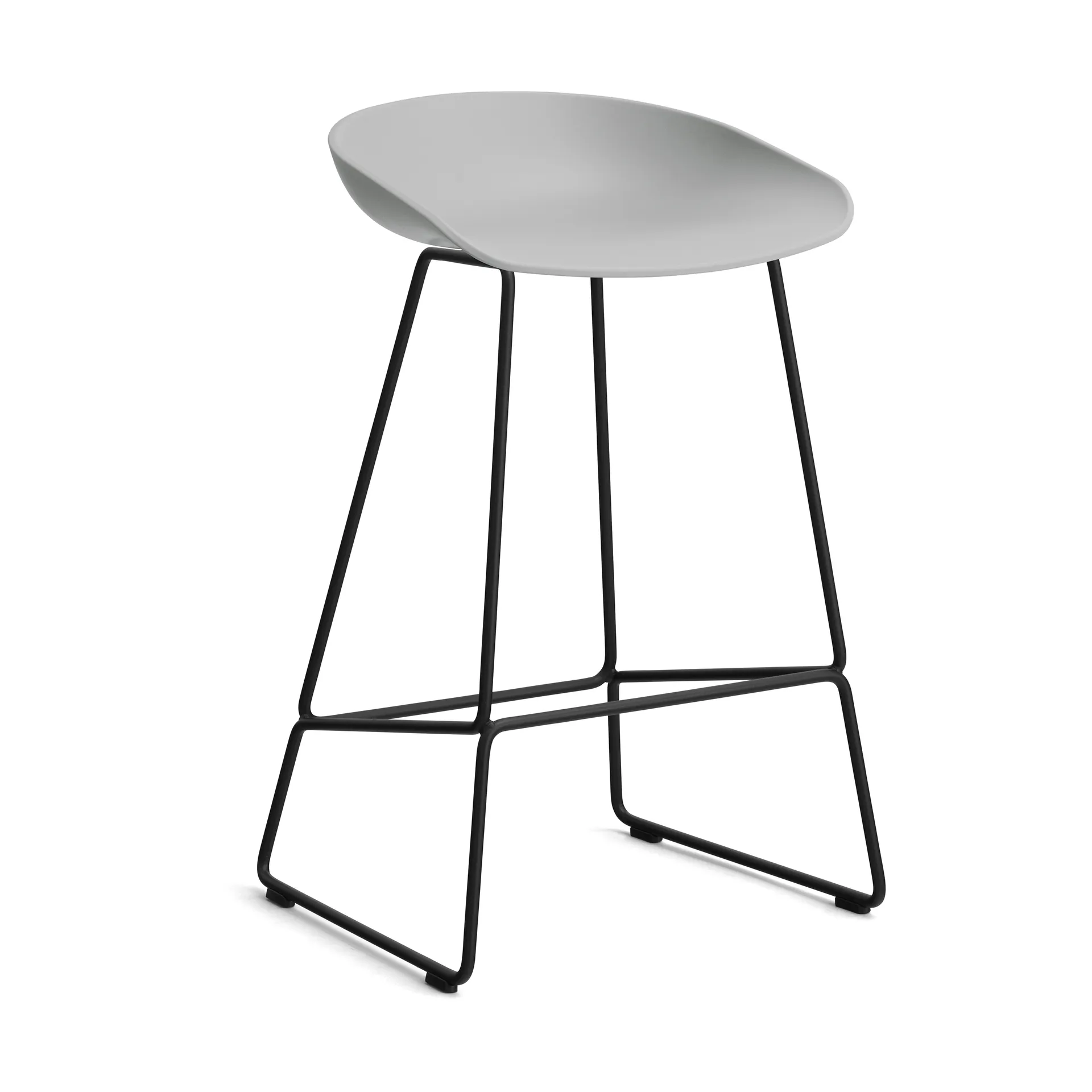 Taburete bajo About a Stool 38, 2.0, Gris hormigón-estructura de acero negro HAY