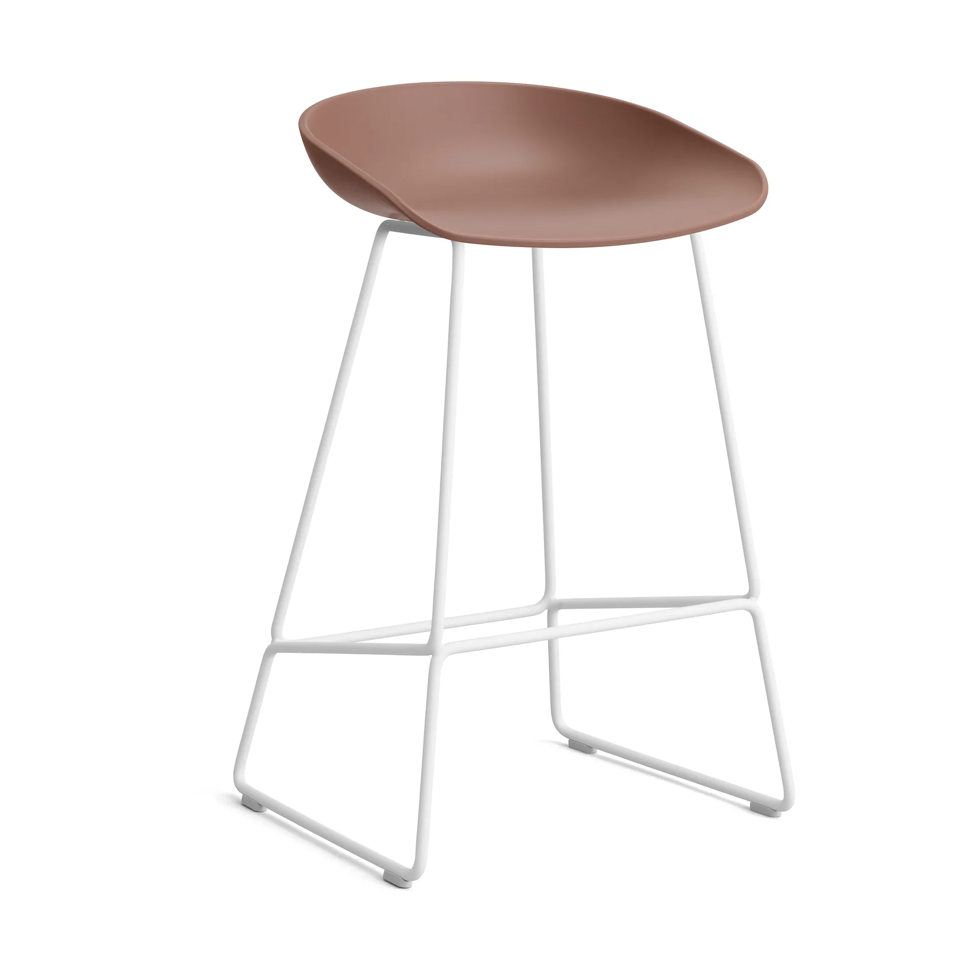 Taburete bajo About a Stool 38, 2.0, Ladrillo suave-estructura de acero blanco HAY