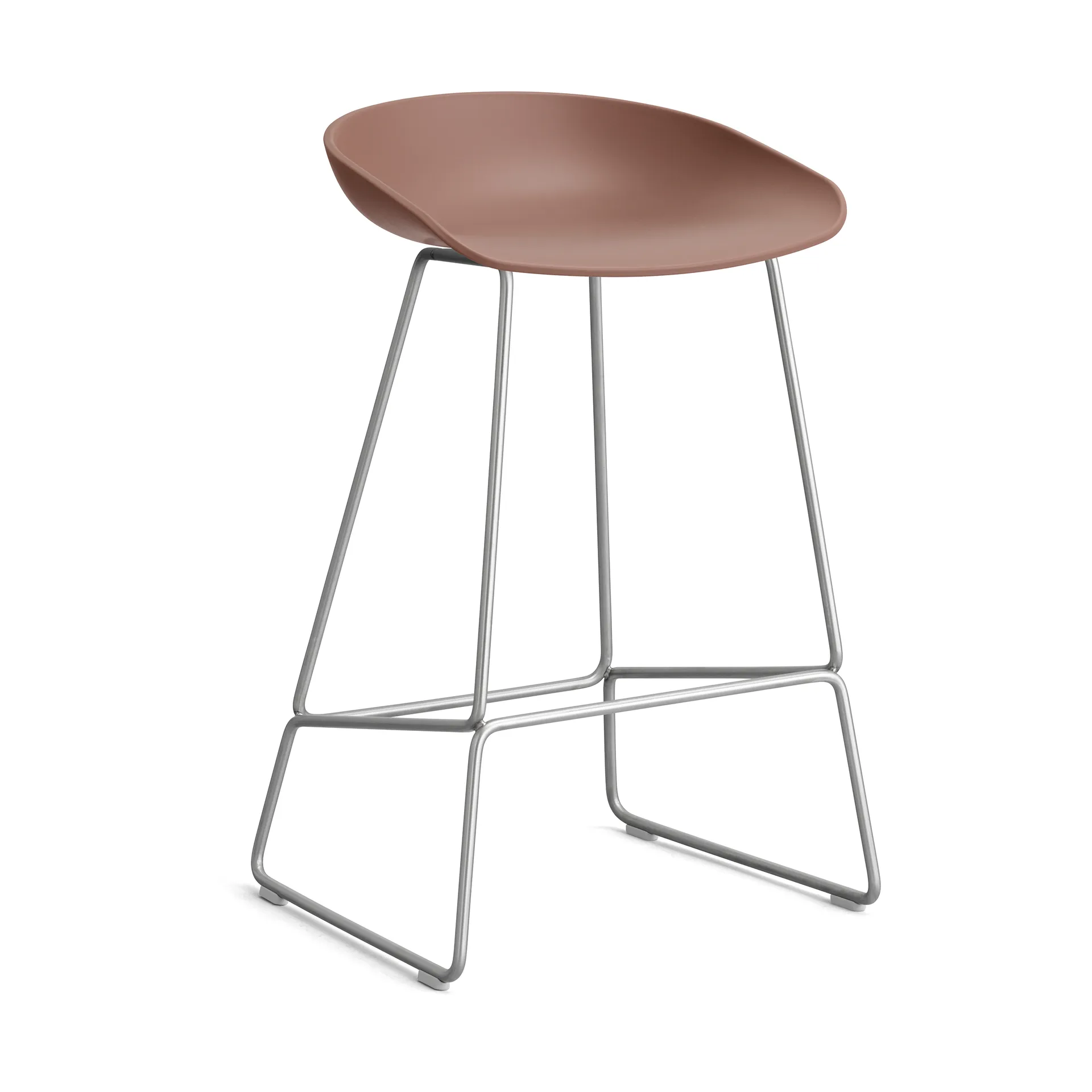 Taburete bajo About a Stool 38, 2.0, Ladrillo suave-estructura de acero inoxidable HAY