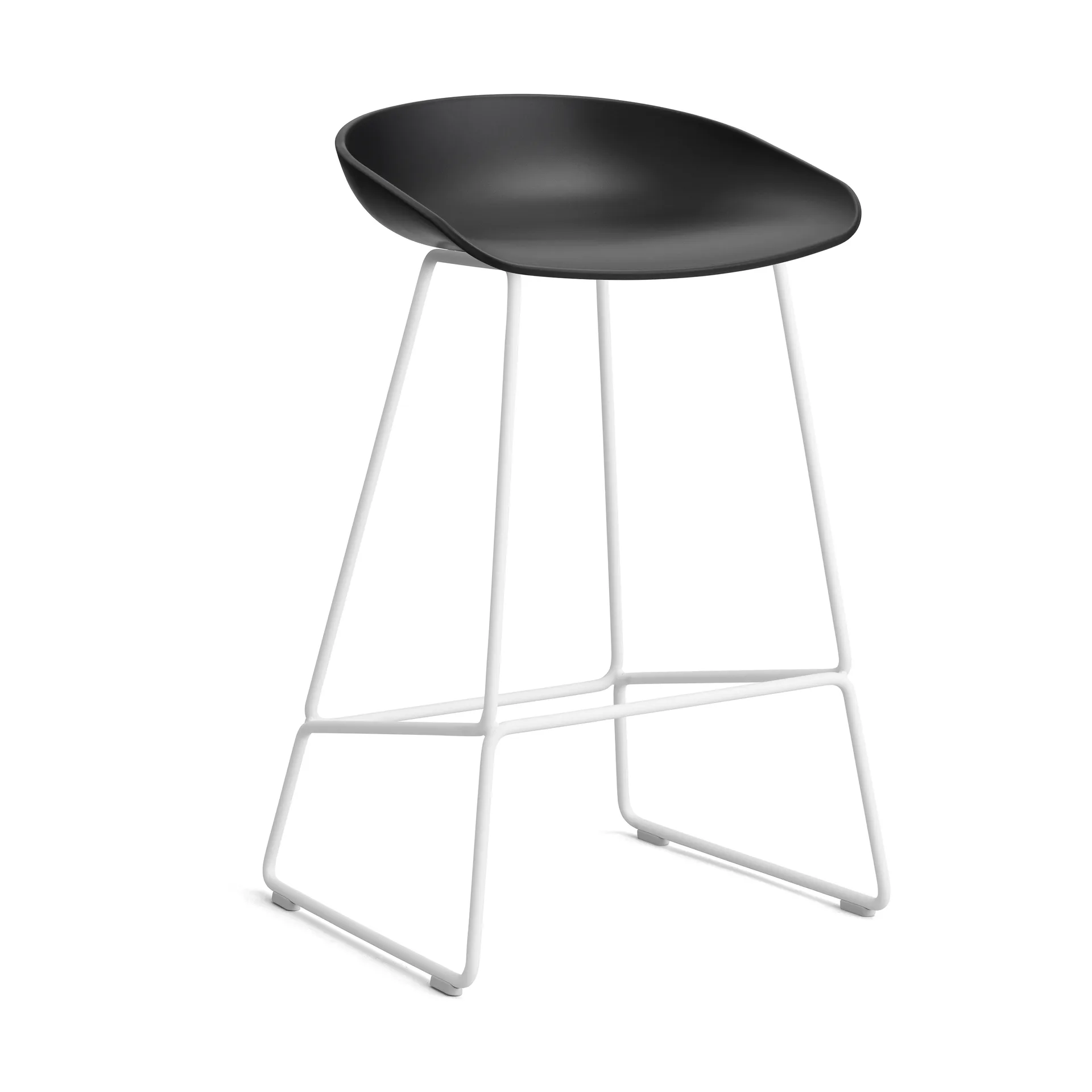 Taburete bajo About a Stool 38, 2.0, Negro-blanco con estructura de acero HAY