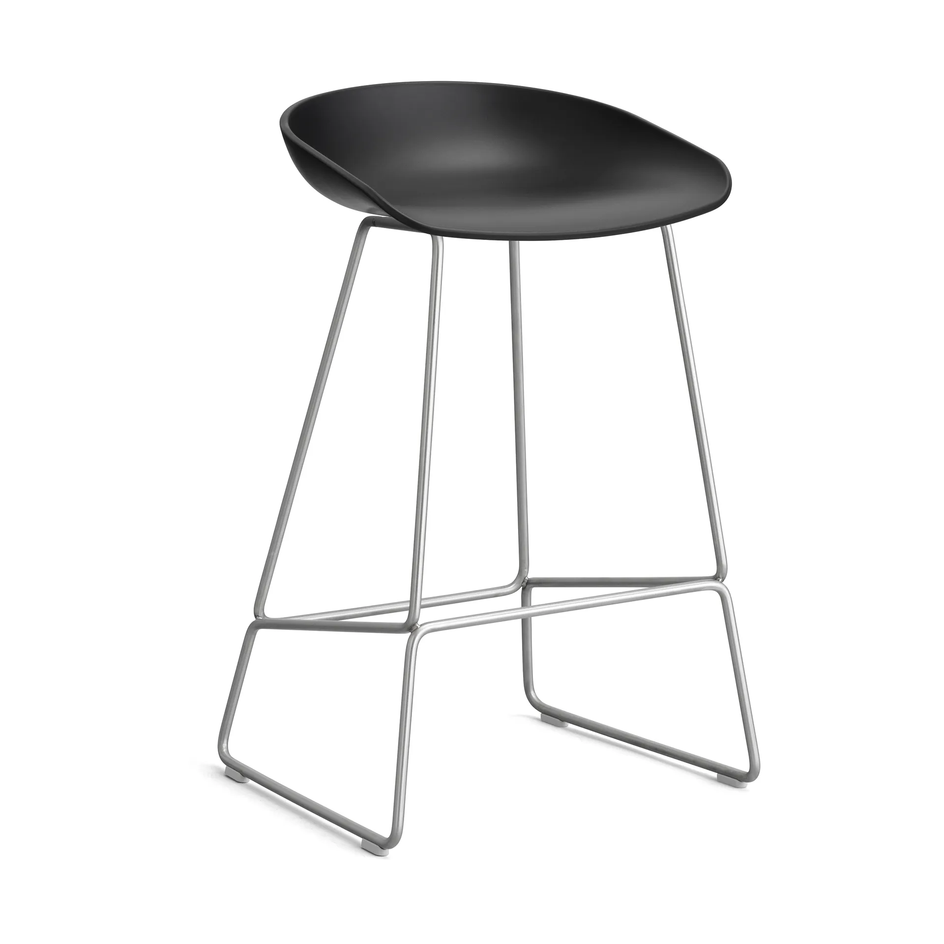 Taburete bajo About a Stool 38, 2.0, Negro-estructura de acero inoxidable HAY