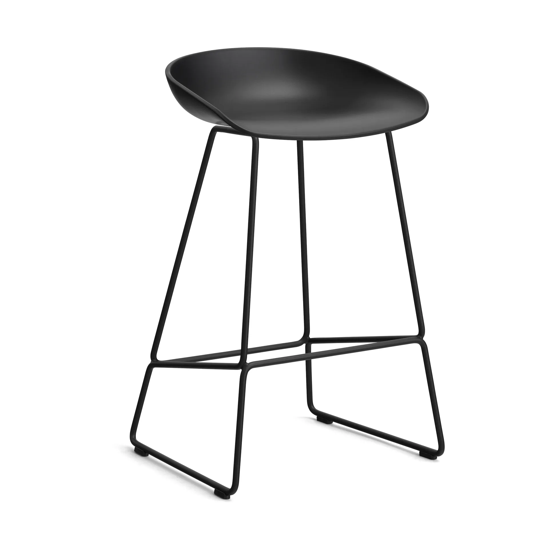 Taburete bajo About a Stool 38, 2.0, Negro-estructura de acero negro HAY