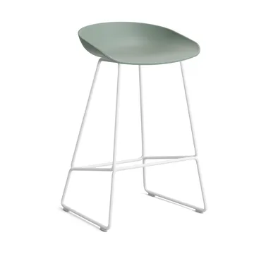 Taburete bajo About a Stool 38, 2.0 - Verde otoñal-estructura de acero blanco - HAY