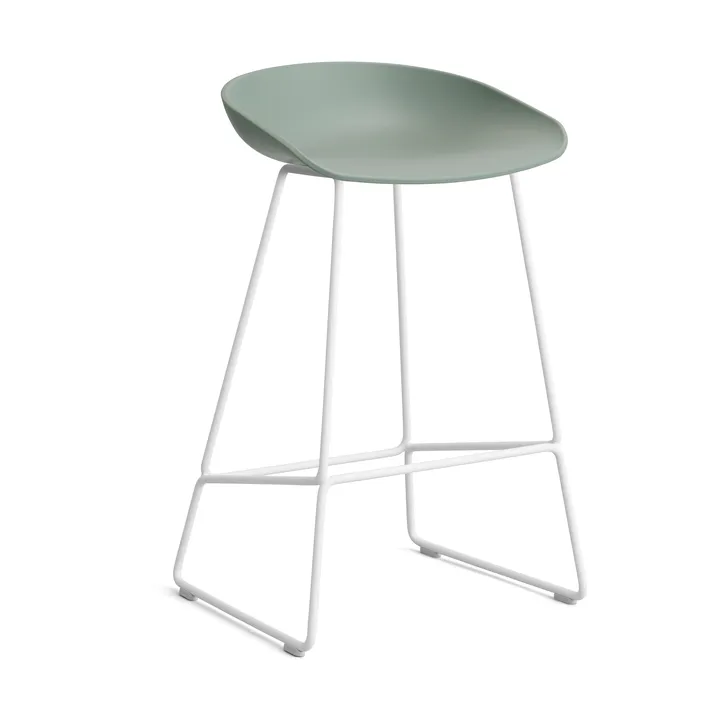 Taburete bajo About a Stool 38, 2.0 - Verde otoñal-estructura de acero blanco - HAY