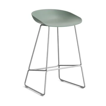 Taburete bajo About a Stool 38, 2.0 - Verde otoñal-estructura de acero inoxidable - HAY