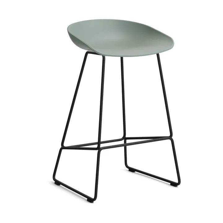 Taburete bajo About a Stool 38, 2.0 - Verde otoñal-estructura de acero negro - HAY