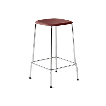 Taburete bajo Soft Edge 30 - fall red, estructura cromada - HAY