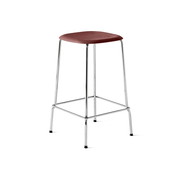 Taburete bajo Soft Edge 30 - fall red, estructura cromada - HAY