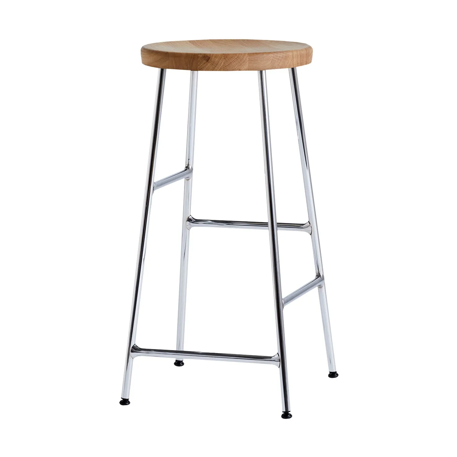 Taburete de bar redondo Cornet 65 cm, Oiled oak-chrome HAY
