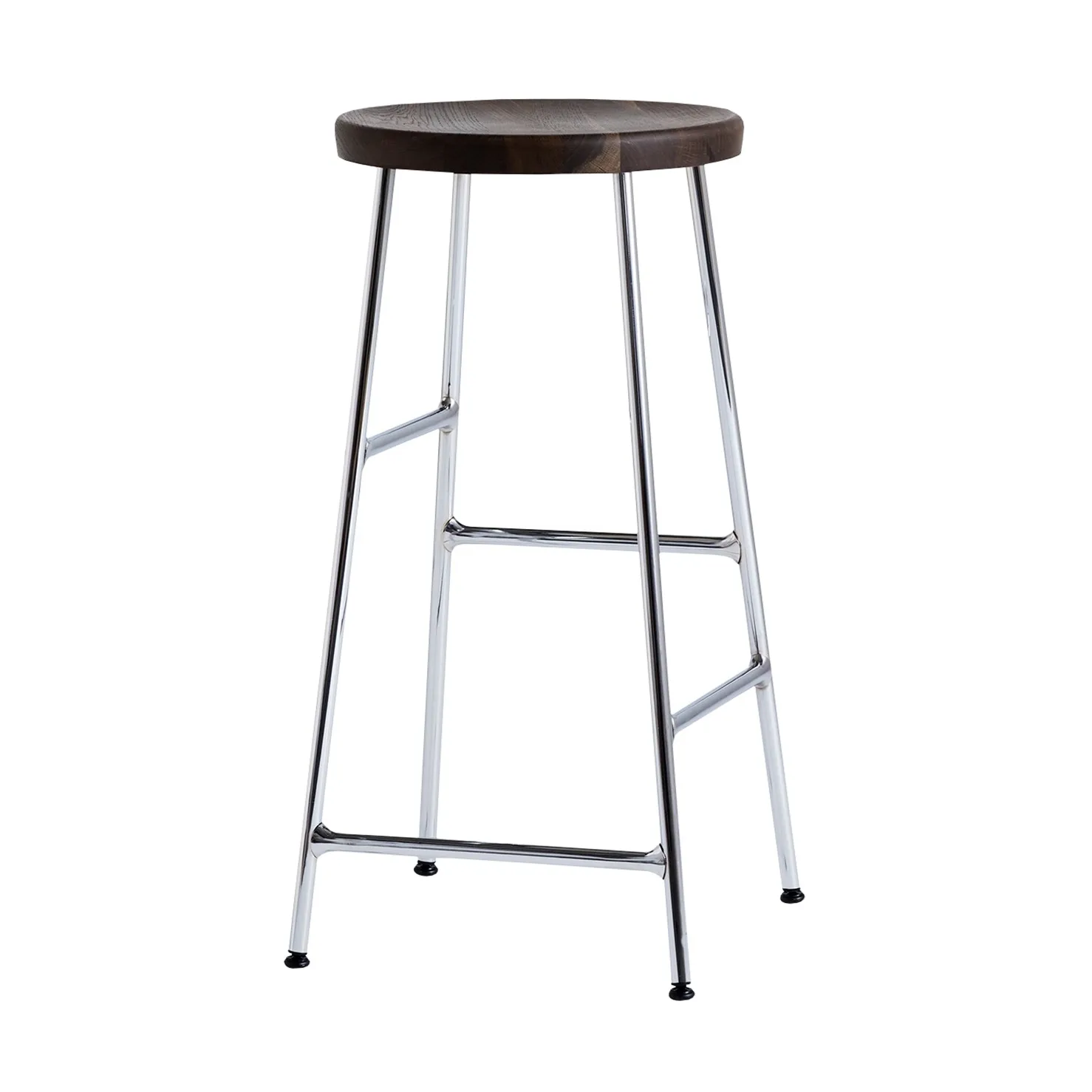 Taburete de bar redondo Cornet 65 cm, Smoked oiled oak-chrome HAY