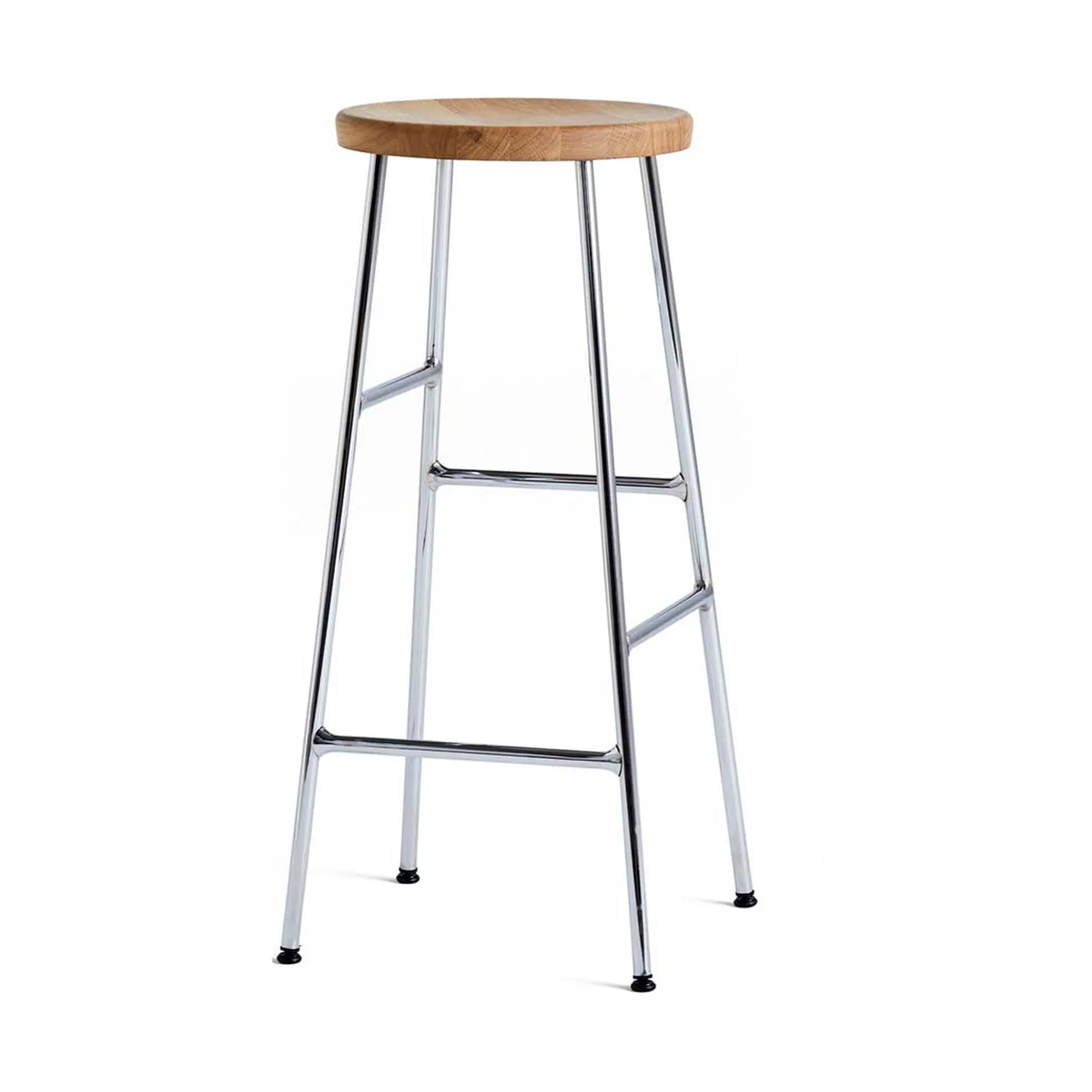 Taburete de bar redondo Cornet 75 cm, Oiled oak-chrome HAY