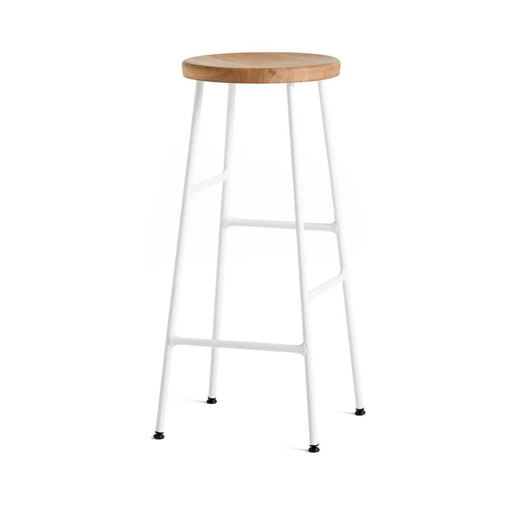 Taburete de bar redondo Cornet 75 cm - Oiled oak-cream white - HAY