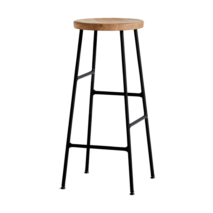 Taburete de bar redondo Cornet 75 cm - Oiled oak-soft black - HAY