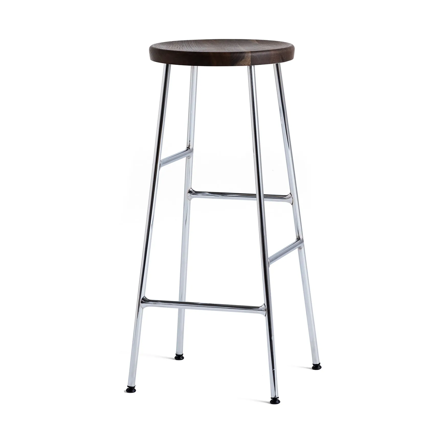 Taburete de bar redondo Cornet 75 cm, Smoked oiled oak-chrome HAY
