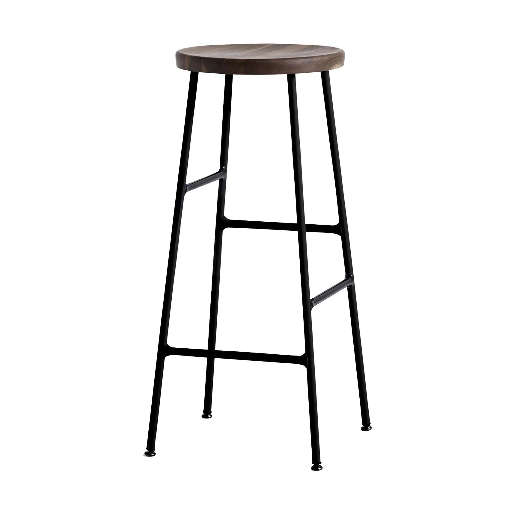 Taburete de bar redondo Cornet 75 cm, Smoked oiled oak-soft black HAY