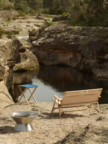 Taburete plegable Outdoor Market - Blue-beige - HAY