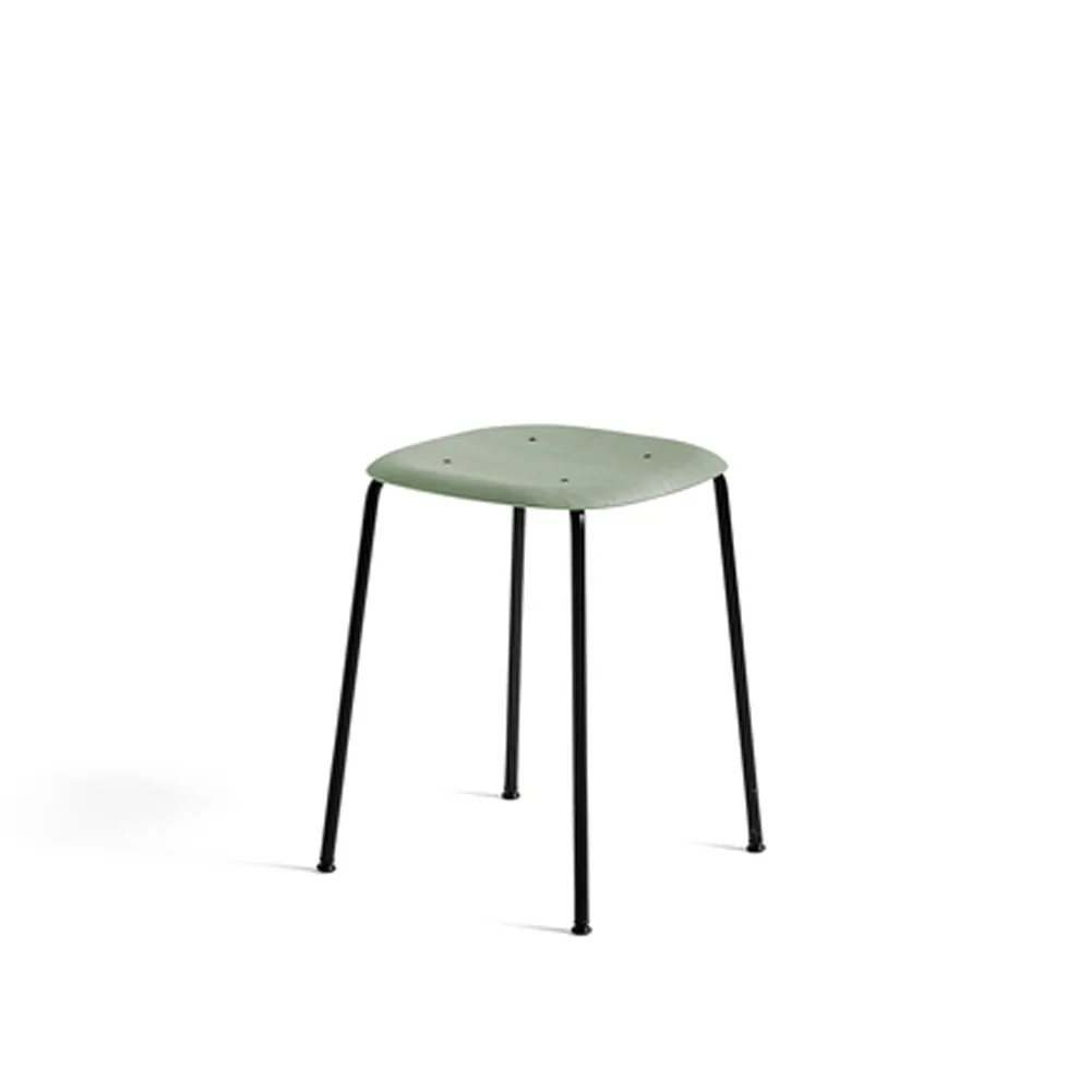 Taburete Soft Edge 70, Dusty green-estructura de acero negra HAY