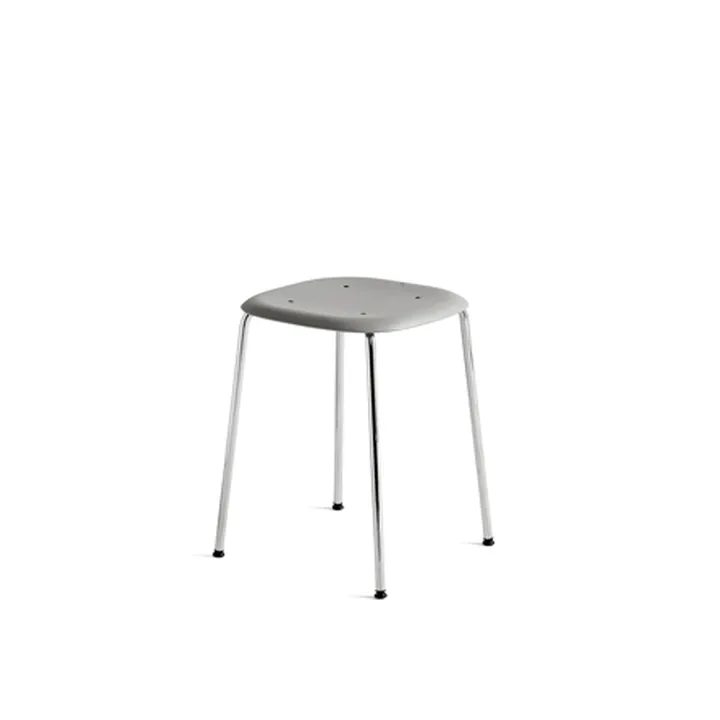 Taburete Soft Edge 70 - soft grey, estructura cromada - HAY