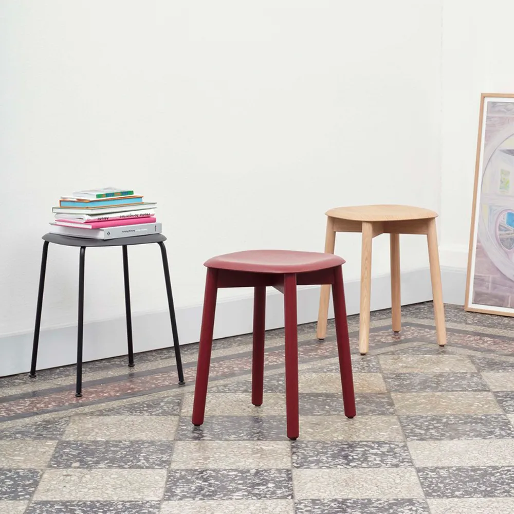 Taburete Soft Edge 72, Dusty green-dusty green estructura de roble HAY