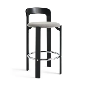 Taburete tapizado Rey Low - Steelcut trio 124 negro profundo - HAY