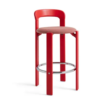 Taburete tapizado Rey Low - Steelcut Trio 376 scarlet red - HAY