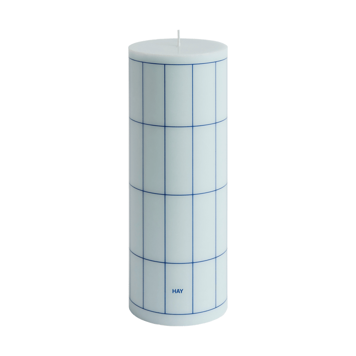 Vela gruesa Column Candle large 25 cm - Light blue-blue grid check - HAY