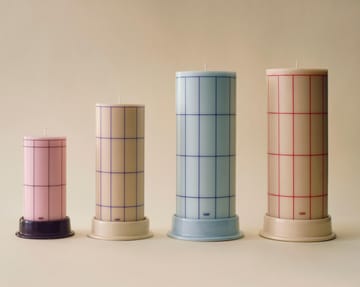 Vela gruesa Column Candle large 25 cm - Light blue-blue grid check - HAY
