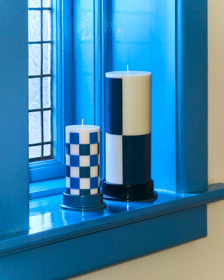 Vela gruesa Column Candle large 25 cm, Milky green-dark blue HAY