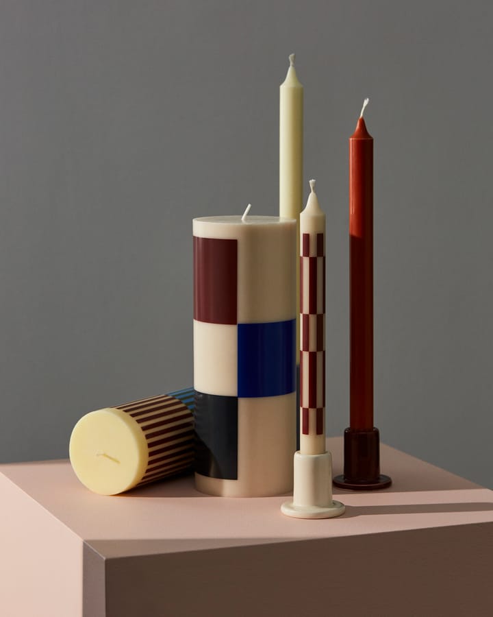 Vela gruesa Column Candle large 25 cm, Off white-brown-black-blue HAY