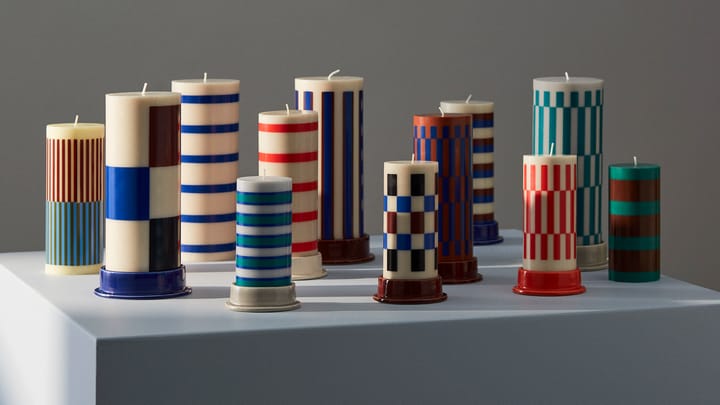 Vela gruesa Column Candle large 25 cm, Off white-brown-black-blue HAY