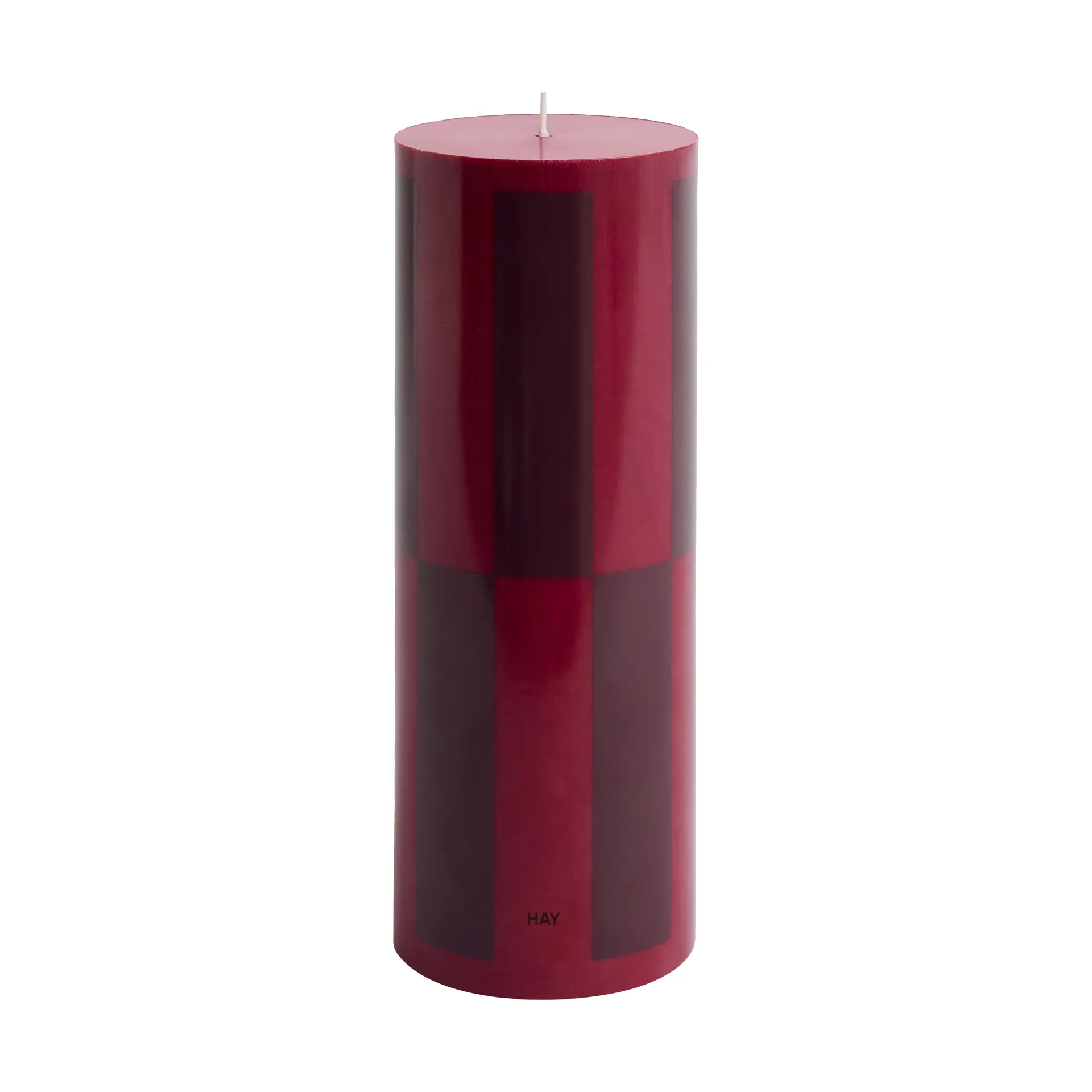 Vela gruesa Column Candle large 25 cm, Wine-bordeaux large check HAY